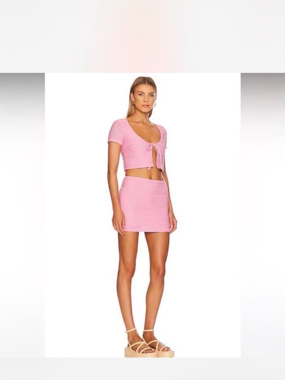 superdown Pink Ribbed Two-Piece Set - Picture 2 of 4
